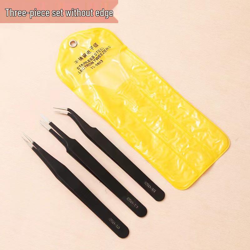 Black Stainless Steel Antistatic Precision Tweezers for Eyelash Extensions and Bird's Nest Plucking.