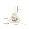 Yogodlns Retro Embroidery Drawstring Bag Flower Pattern Bucket Bag Womens Fashion Handbag Coin Purse