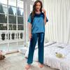 Yaoting Damen Sommer Eis Seide Pyjama Set - Kurzarm Oberteil & Lange Hose, Locker Geschnitten Lässige Homewear 3147