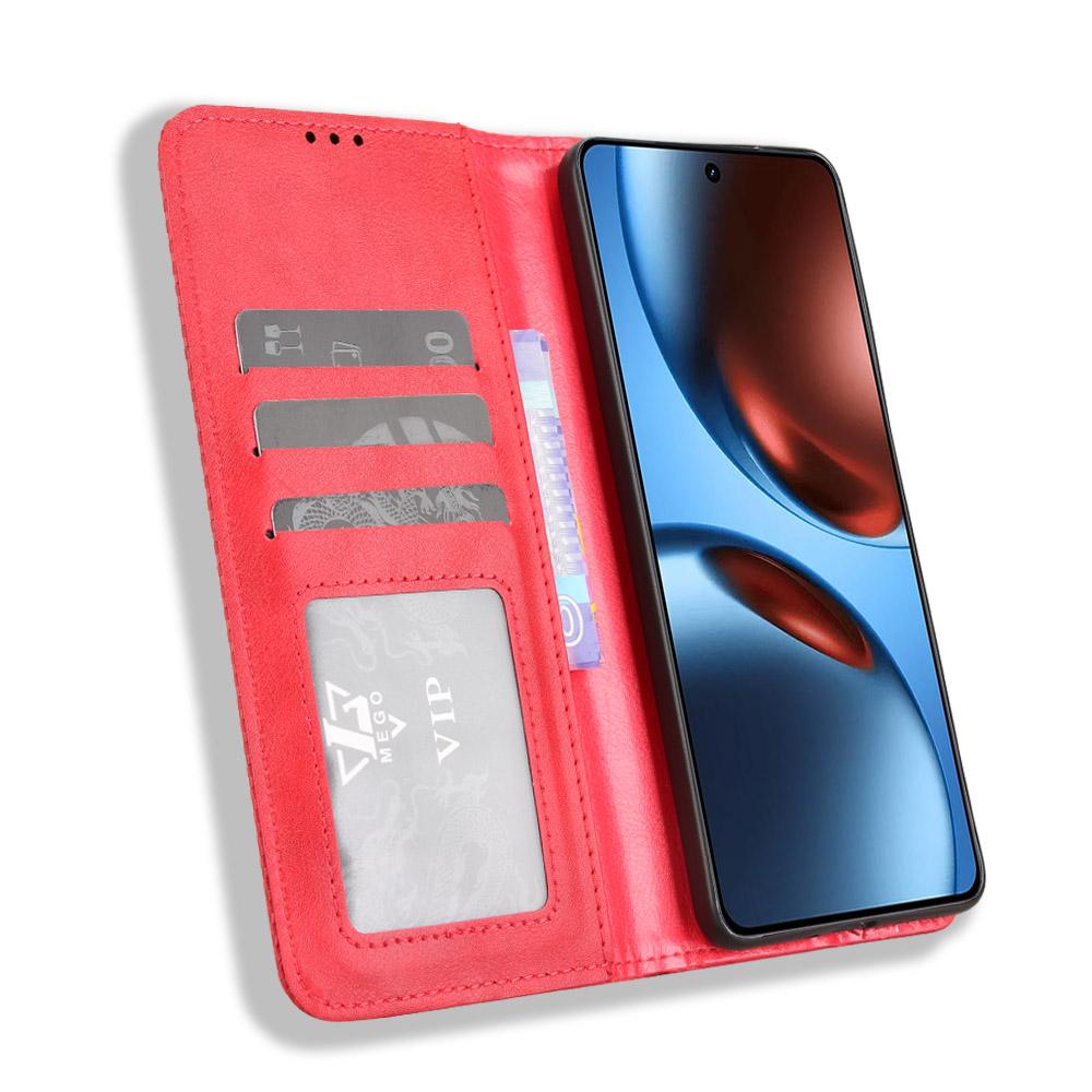 For Realme GT7 5G (China)/Realme GT 7 5G Leather Case Wallet Stand Retro Texture Phone Cover