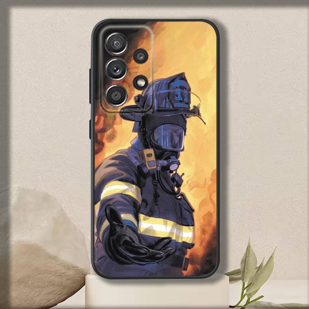 Cool Firemans Phone Case For Samsung S 25,24,23,22,30,21,10,9,Ultra,Plus,Lite,FE,4,5 G Soft Black Case