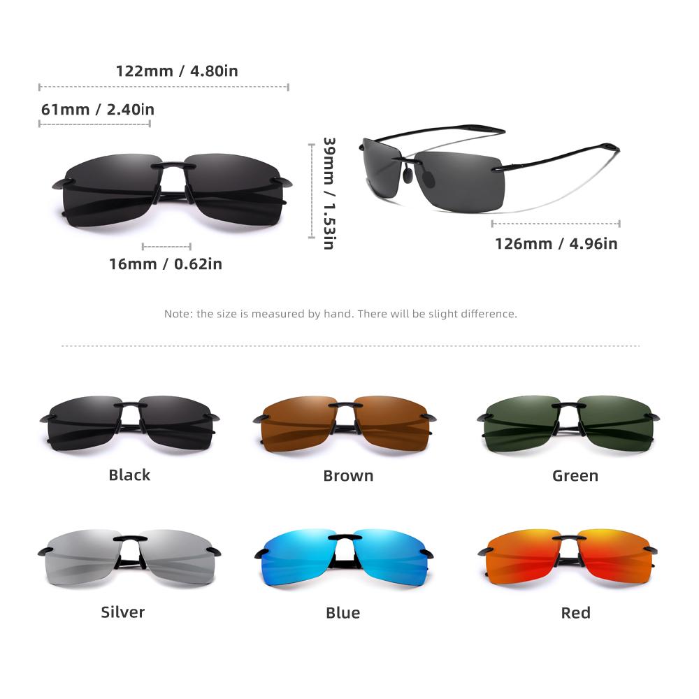 RBsunny Herren Klassische Randlose Sonnenbrille Damen Männlich Outdoor Fahren Sport Rechteckig Ultraleicht Fahren Weiblich Kausal Brillen