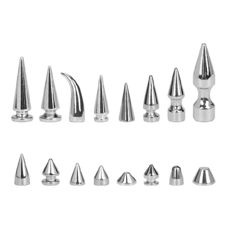Clous à pointes Rivets Métal Argenté Rivets Décoratifs Punk, 10 Pièces Rivets Pointus à Visser Boucles Bouton Gothique pour Artisanat DIY