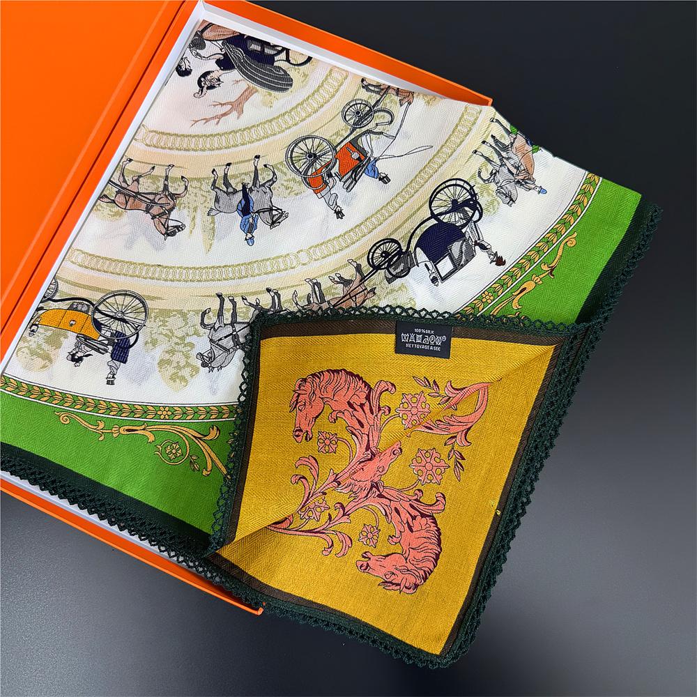 POBING Curled Cotton Silk Scarf Women Double Side Printed Square Scarves Wraps Echarpes Foulards Femme Hijabs 66CM