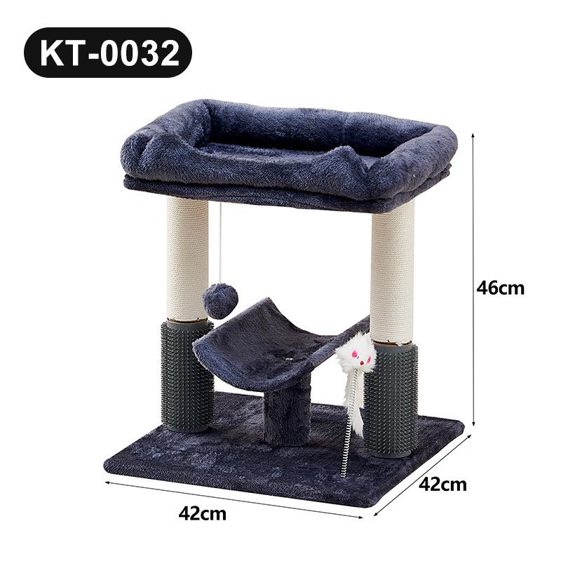 Компактное плюшевое кошачье дерево с лежанкой и игровой лазалкой 42 x 42 x 46 cm синий