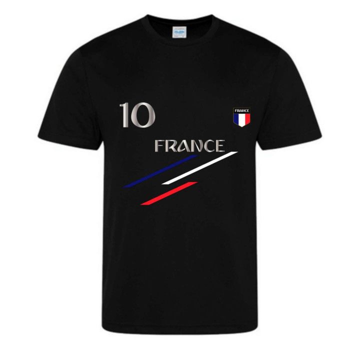 Maillot de foot enfant - NPZ - Style France - Unisexe - Respirant - 100% polyester - Noir