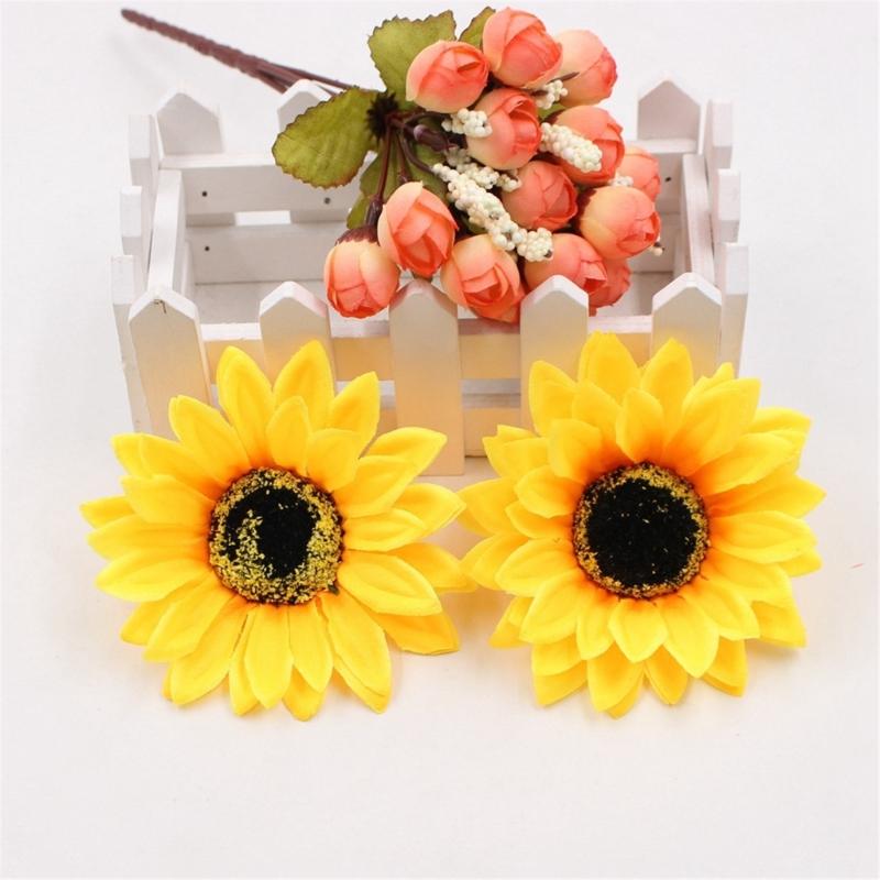 50 Pcs Artificial Flower Yellow False Sunflower 4cm 6cm 10cm Sizes For Handmade Craft Projects