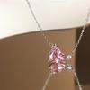 Princess On The Run Love Pendant Clavicle Chain Fresh And Sweet Girly Crystal Pink Diamond Love Zircon Necklace