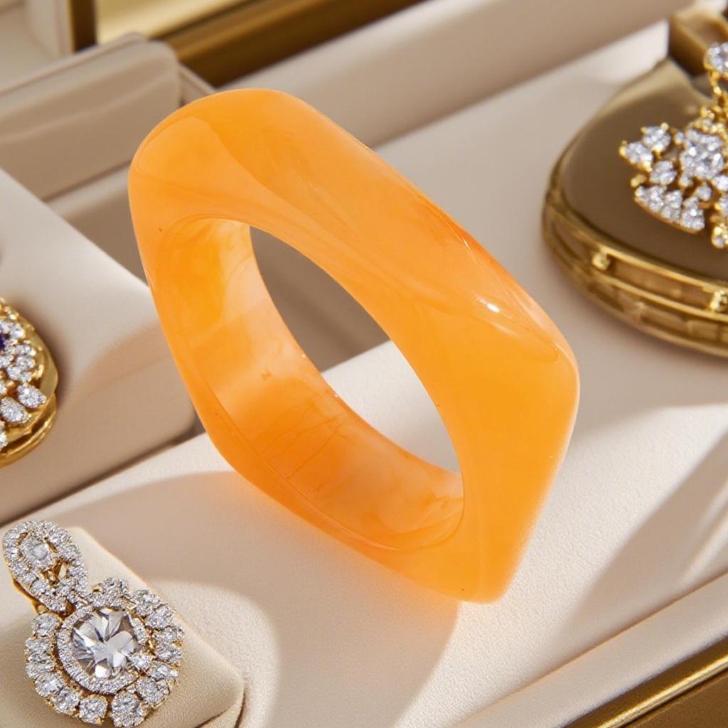 Chunky Bangles 4-Pieces Vintage Chunky Resin Bangles Fashionable Wide Colored Wrist Jewelry For Parties Birthday Performance