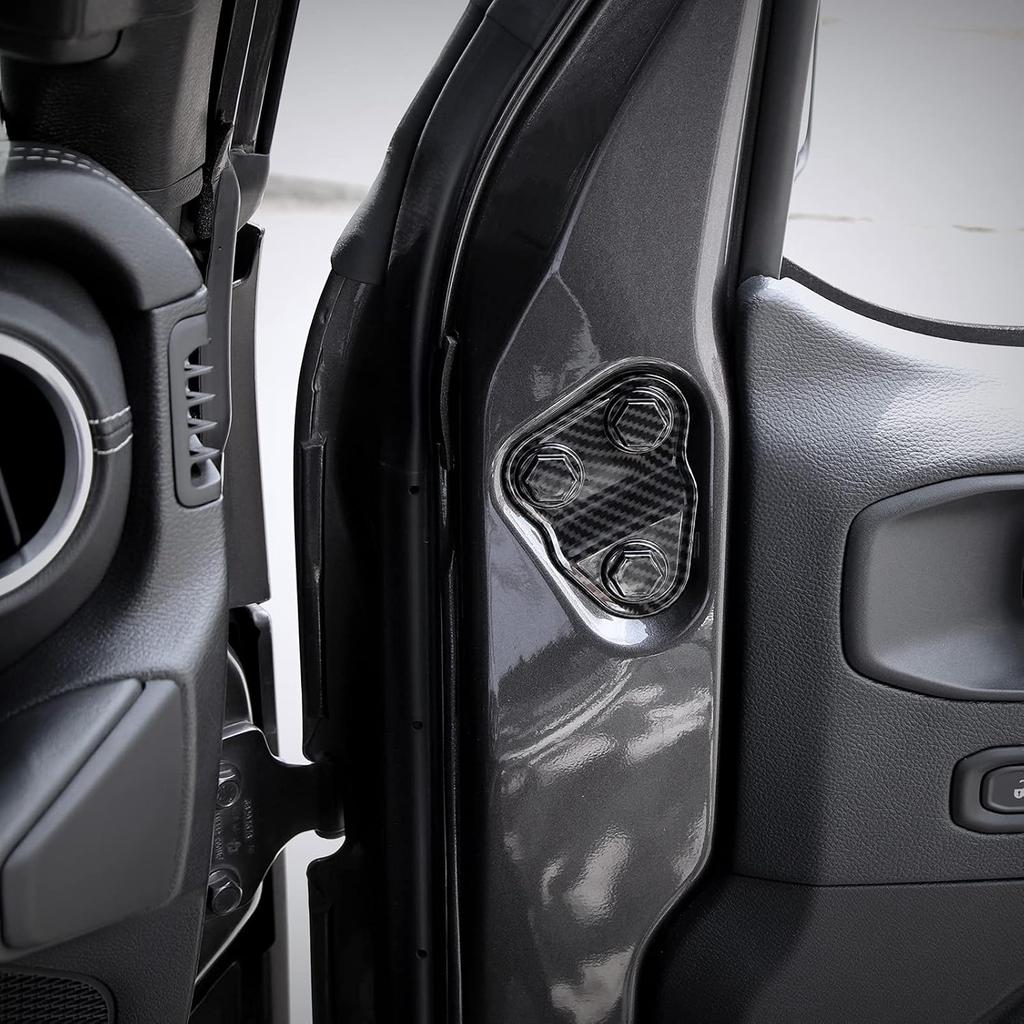 2PCS Door Screw Protector Cover Trim for 2018-2023 Jeep Wrangler JL JLU, for 2020-2023 Jeep Gladiator JT (Carbon Fiber Look)