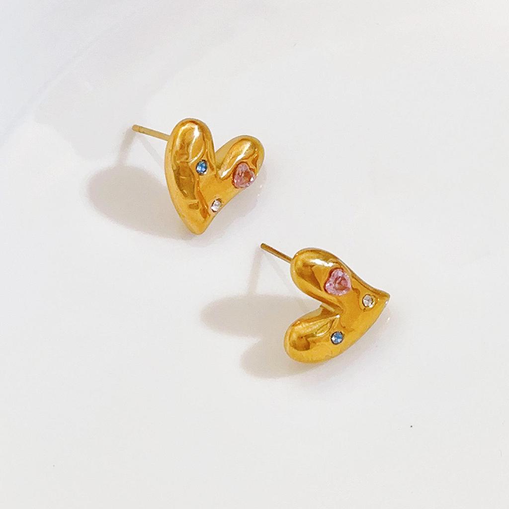 Women's Colorful Titanium Steel Heart Necklace - Non-Fading, Versatile European & American Fashion Clavicle Chain