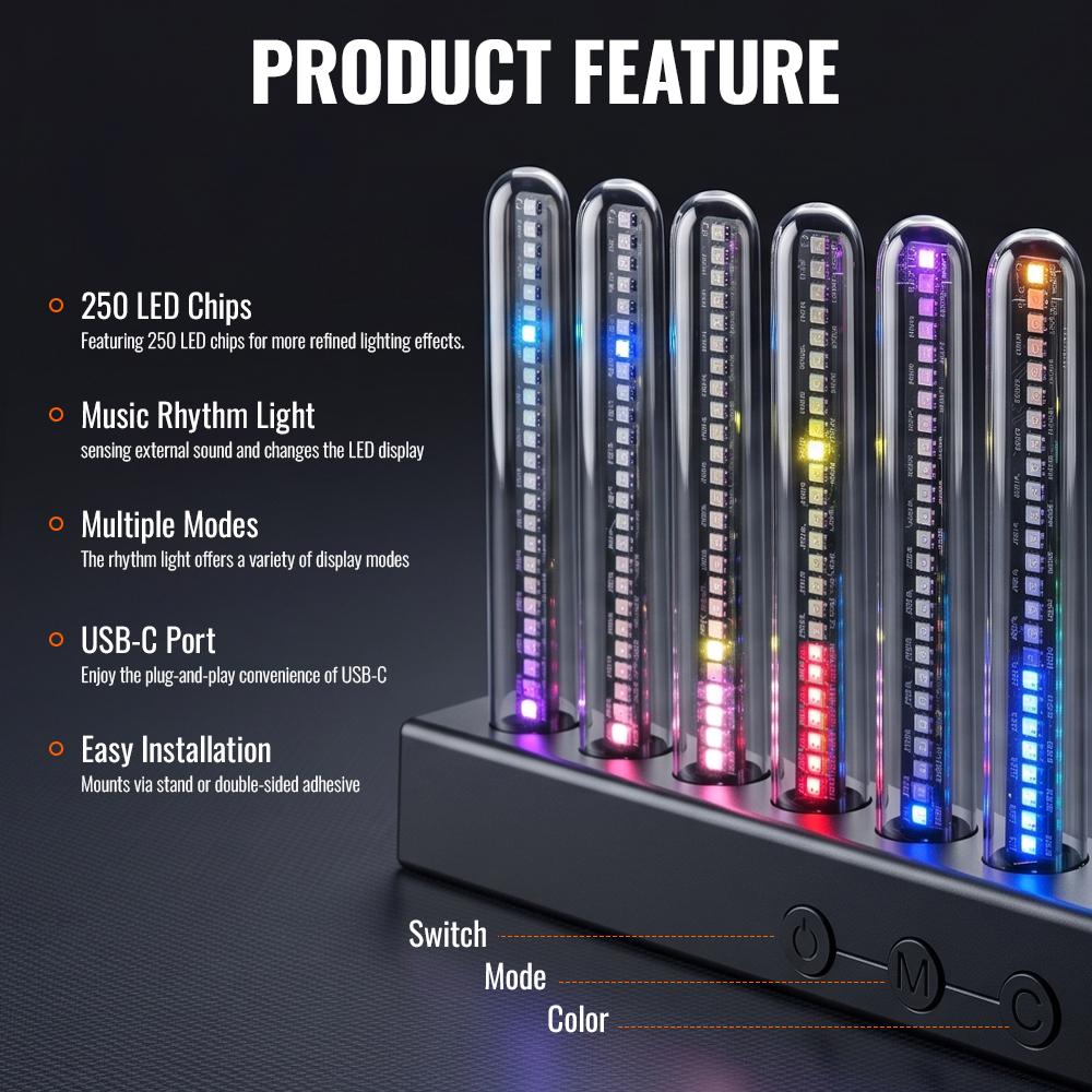 Wizualizator Spektrum Audio LED Pasek Reaguje na Każdy Bit w Czasie Rzeczywistym Wielokolorowe Światło Muzyczne do Samochodu Studio Biurko