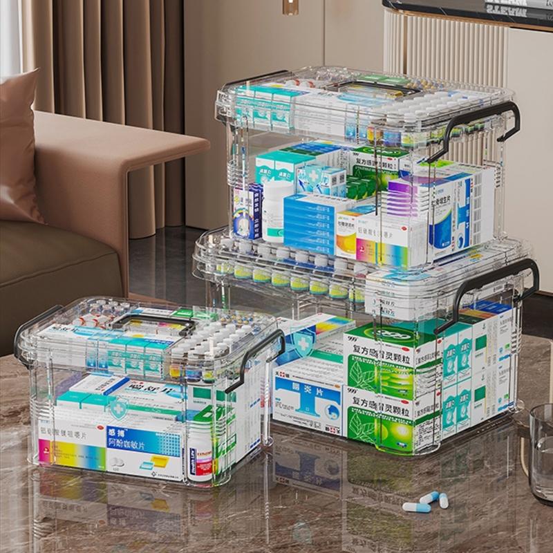 Kunststoff-Medizin-Aufbewahrungsbox, multifunktional, tragbar, für Familien, Notfall, für Kinder, Mädchen, Jungen, Organisationsbedarf