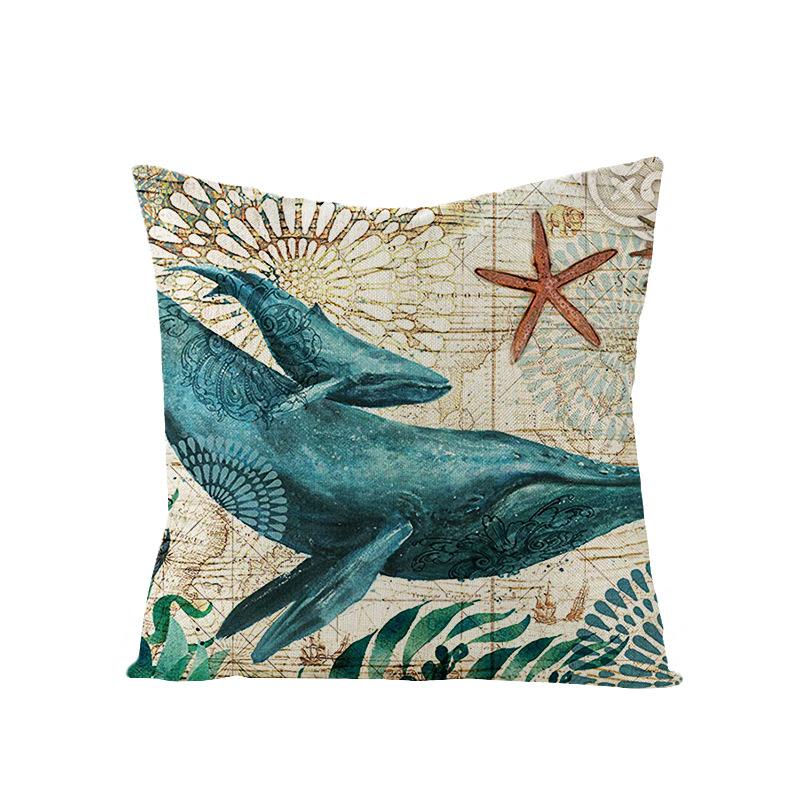 Home Marine Life Polyester Printed Pillow Case Combination Car Pillow Cushion Cover