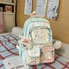 Spring new color contrasting two-piece backpack for primary and secondary school students, high-value dopamine make-up bag for high school students