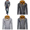 Stylish Men's Casual Solid Color Long Sleeve Zipper Hoodie Sweatshirt For Fall