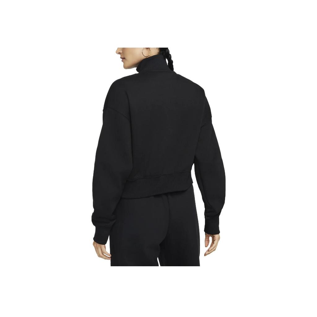 Nike Womens Phoenix Fleece Oversized 1/2-Zip Crop Fleece Sweatshirt Black/Sail Women Streetwear DQ5767-010