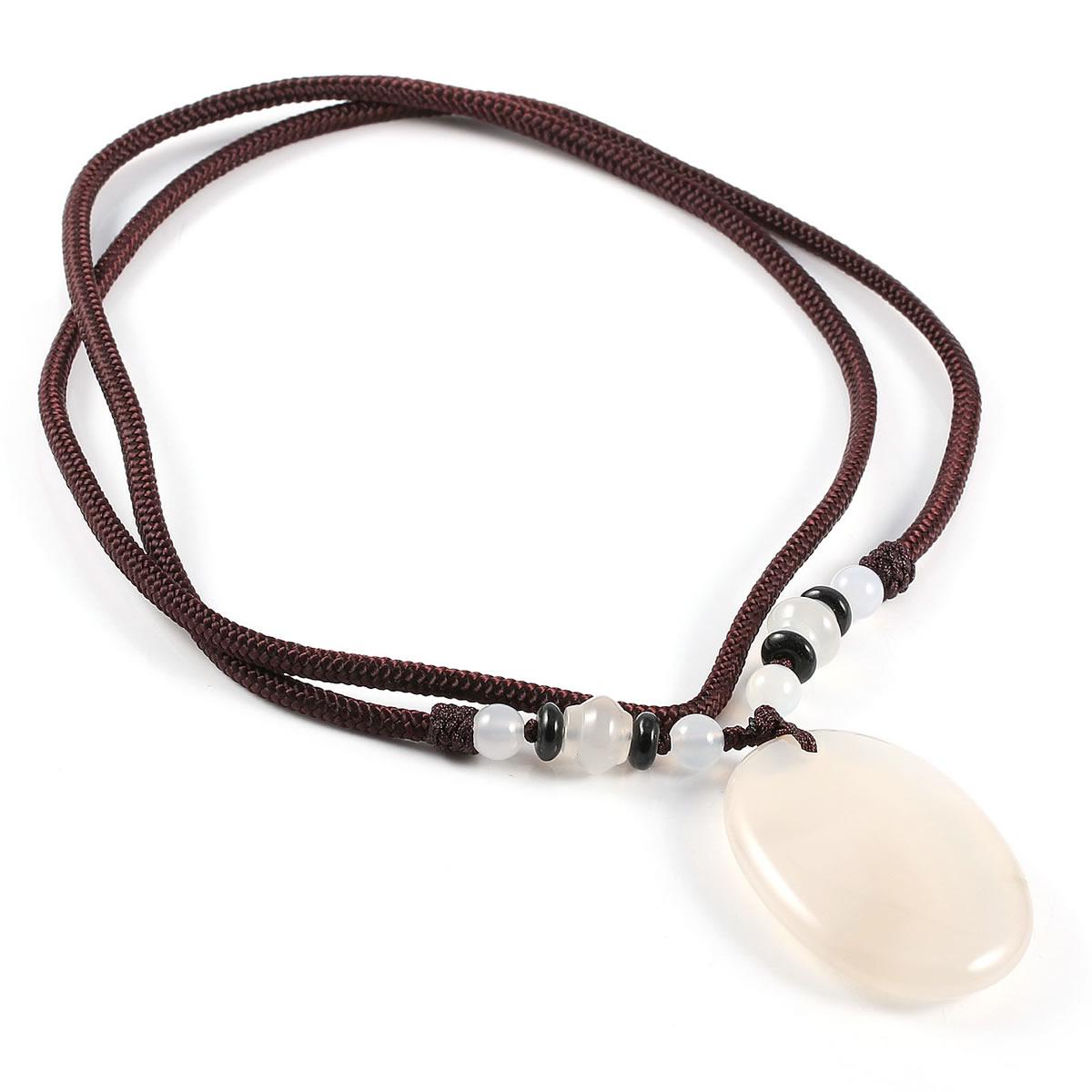 

Новое стильное ожерелье 70 см с овальным агатовым кулоном-подвеской для элегантных женщин, ювелирные изделия для свадебной одежды 45 x 30 mm