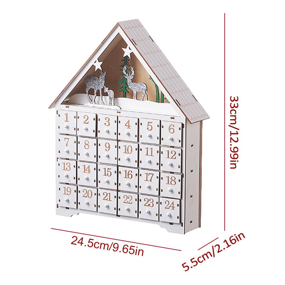 

Christmas Wooden House Advent Calendar 2026 With LED Lights 24 Storage Drawers & 24 Day Countdown Calendar Christmas Decorations S