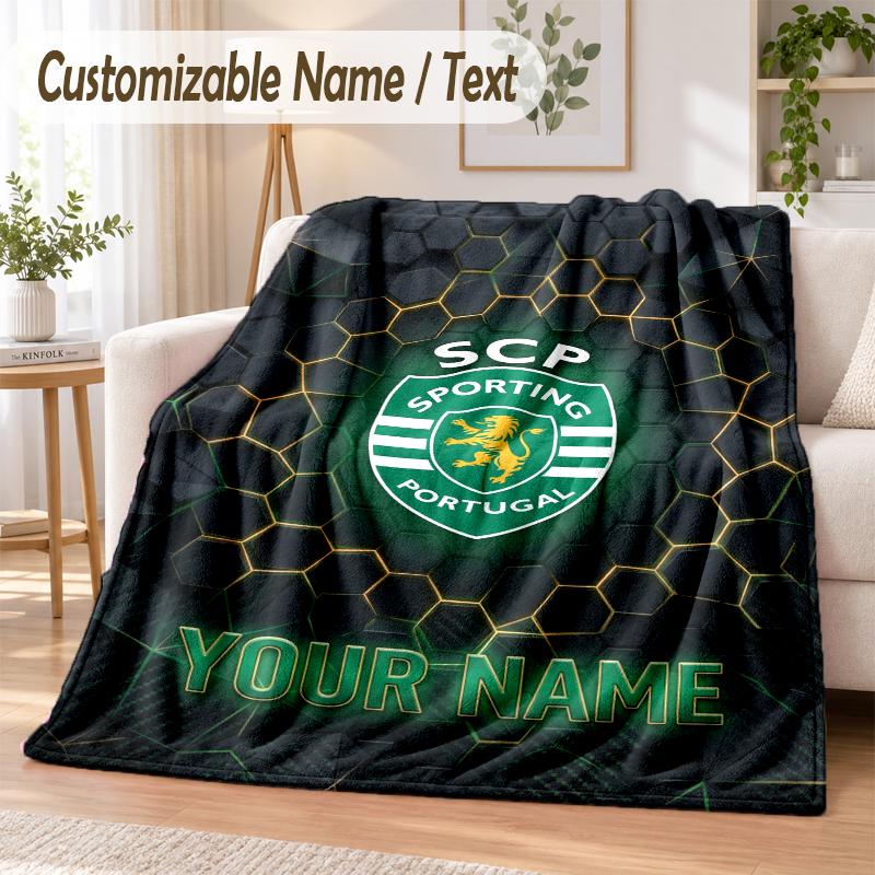 Custom Text Flannel Blanket Sporting CP Print Warm Cozy Blanket Home Sofa Bedding