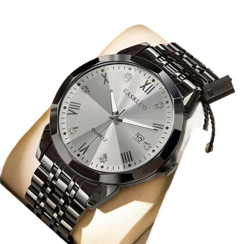 Men's Luxury Waterproof Steel Band Watch with Calendar - Trendy Fashion Design