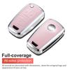 For Chevy Key Fob Cover with Keychain, Pink Leather Crystal Key Case Protection Shell Compatible with Chevrolet Equinox Camaro C