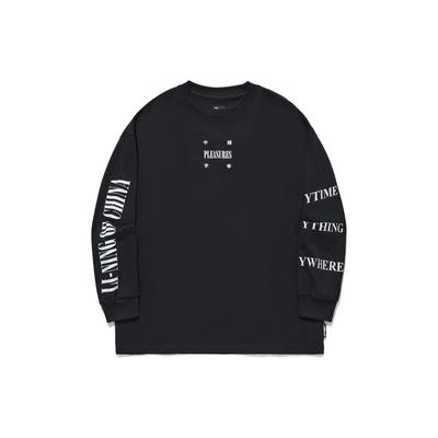 Li Ning X Pleasures Collaboration Letter Print Loose Long Sleeve T-Shirt Unisex T-Shirt Black AHST975-1