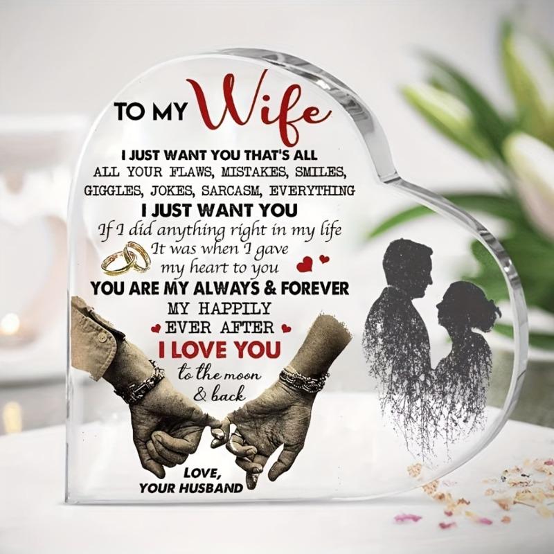 2D Flat Heart-Shaped Acrylic Plaque for My Wife, A Romantic Gift That Says 'I Love You', Nurseries, Home Desk Living Room Acrylic Decoration,