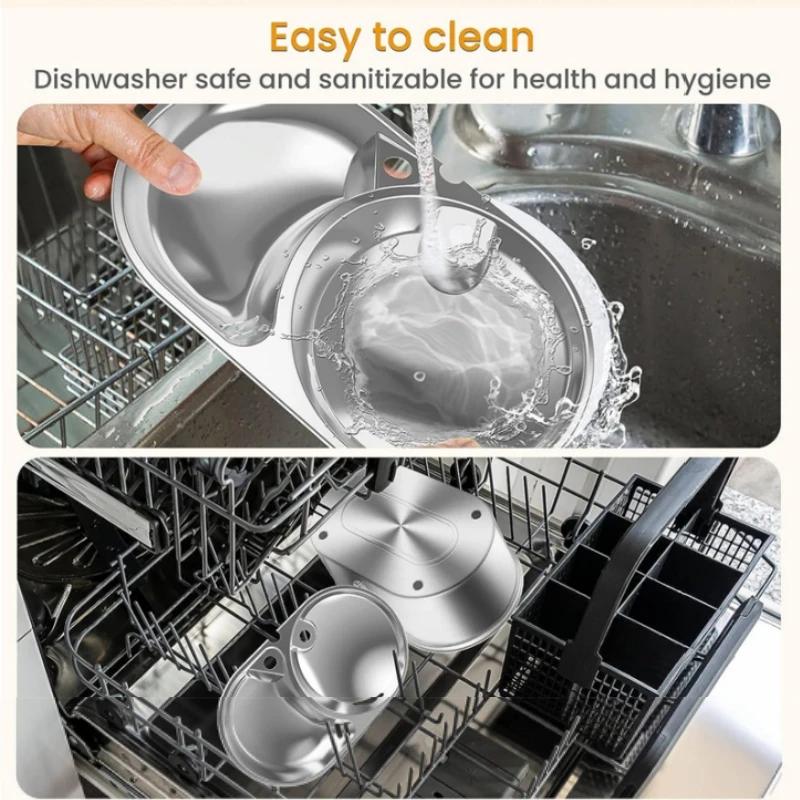 Cat Water Fountain Stainless Steel Pet Drinking Automatic Water Dispenser 3L Large Capacity Intelligent Feeding Food Dual Bowls