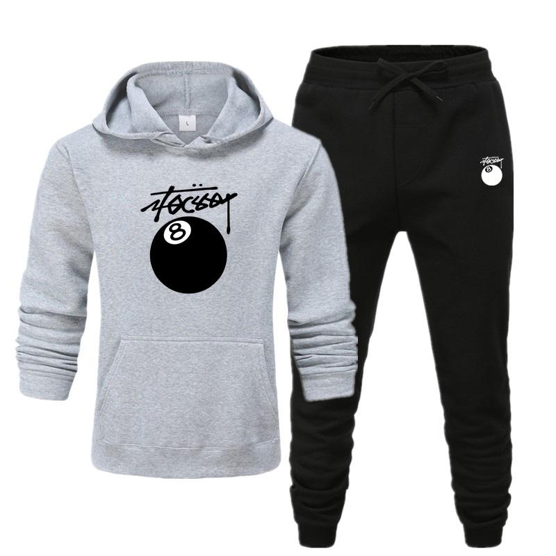 Herr- och damny höst- och vinter plusstorlek bordtennis Nej. 8 Tryckta Sportkläder med Huva Casual Sportklädesset