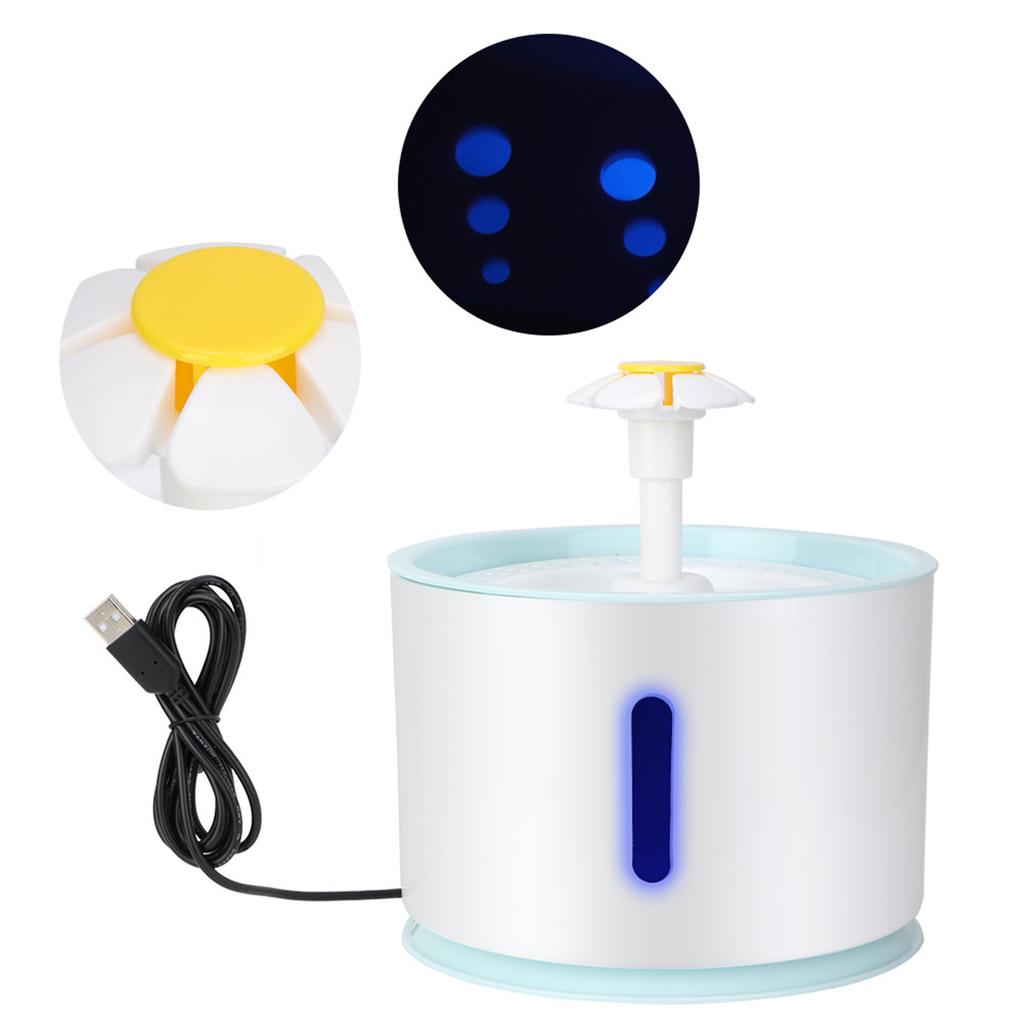 2.4L Electric Pet Cat Water Dispenser Automatic Dog Drinking Fountain with LED Light Filter