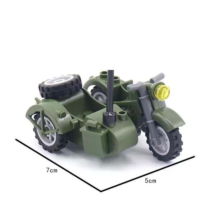 Militär-Motorrad Baustein Fahrzeugmodell Figuren Zubehör Soldaten WK2 Transporteinrichtung Polizei SWAT Spielzeug