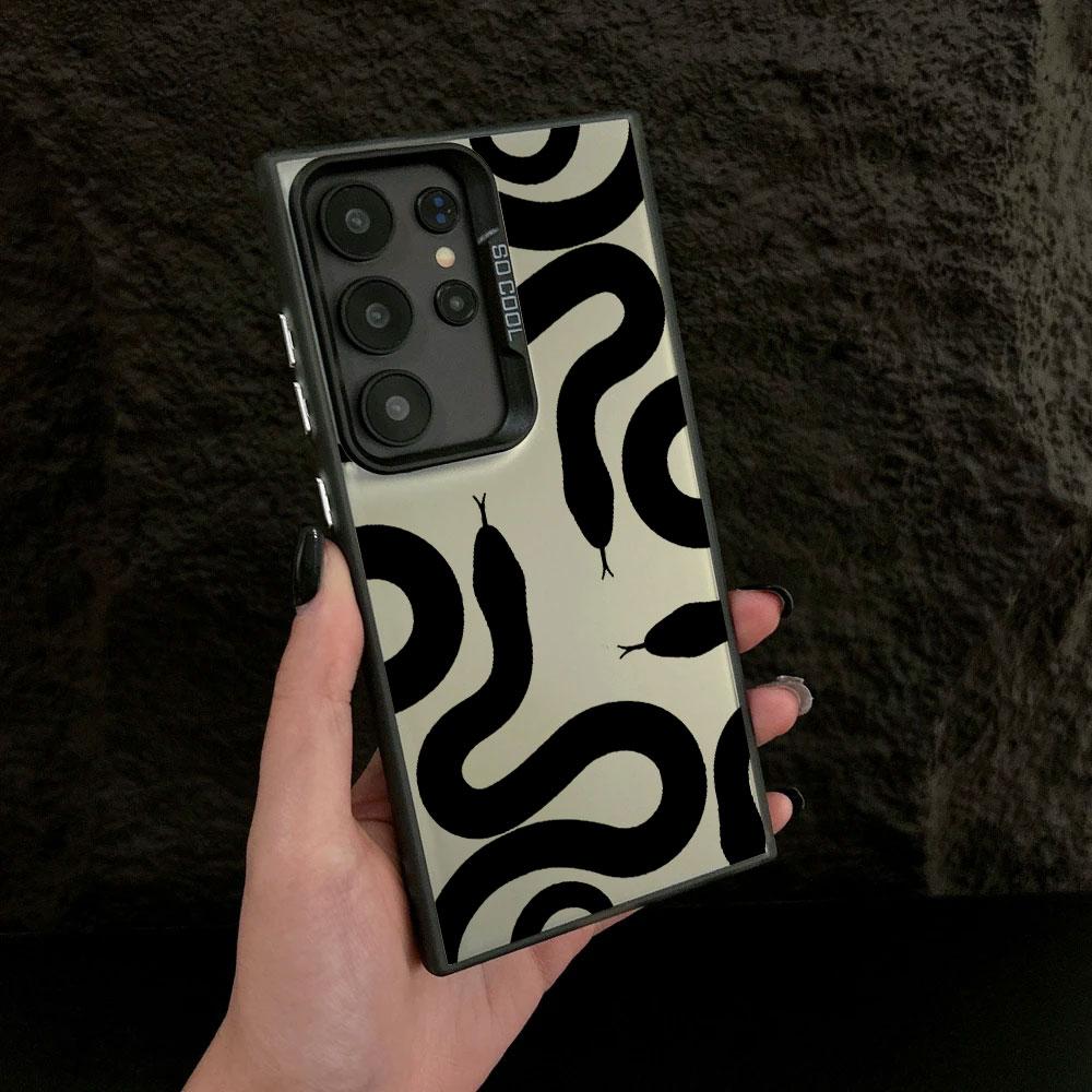 Fashion Brand Black Snake Case For Samsung S26 S25 S24 Ultra Cases For Galaxy S23 S22 S21 FE S20 Ultra S26 Plus 5G Phone Cover Galaxy S21