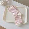 Women's Lightweight Japanese Style Cotton Striped Socks - Breathable, Loose Cuff, Mid-Calf, Maternity Friendly.