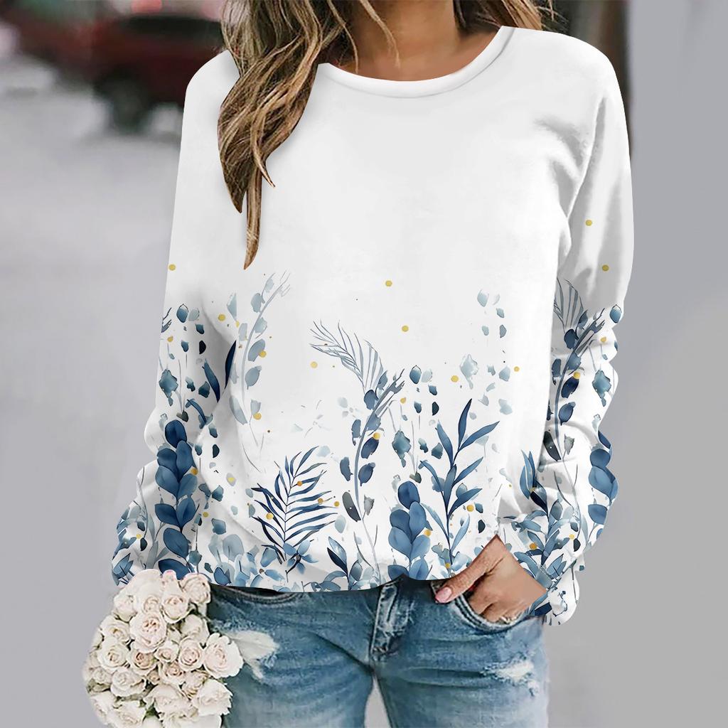 2025 Herbst- und Wintermode Rundhals Langarm Bedruckt Elegant Lässig Locker T-Shirts