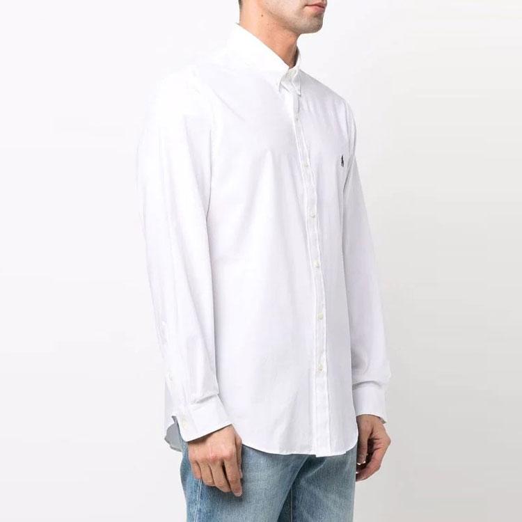 Polo Ralph Lauren Ss22 Logo Embroidered Long Sleeve Shirt Men Shirts White 710832480-002,710832479-001