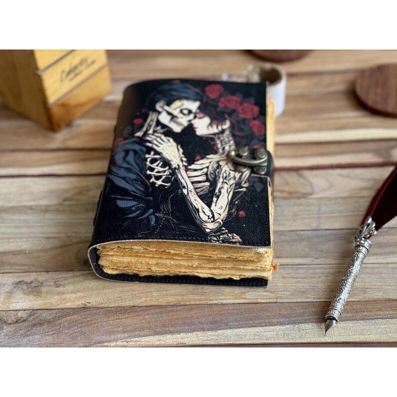 Handmade Leather Skull Lover journal Wiccan Pagan journal grimoire book of shadows For men women Traveling Sketchbook birthday gift