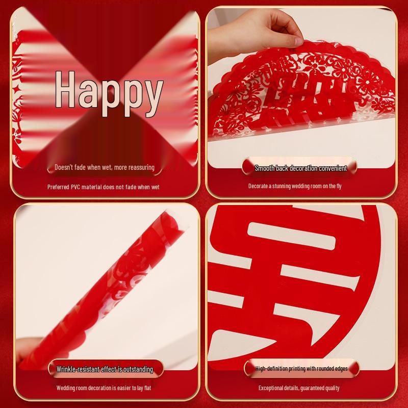 Double Happiness Wedding Cling Sticker for Windows, Rooms & Cars