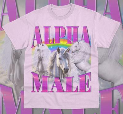 Tričko Alpha Male Jednorožec Vtipný Meme Vtip Žert Dárek Den otců Unisex tričko