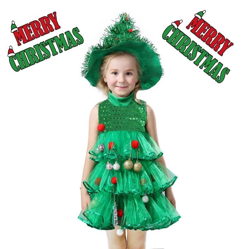 Christmas Tree Girls Cosplay Costume Xmas Party Suit Carnival Kid Gift Year New