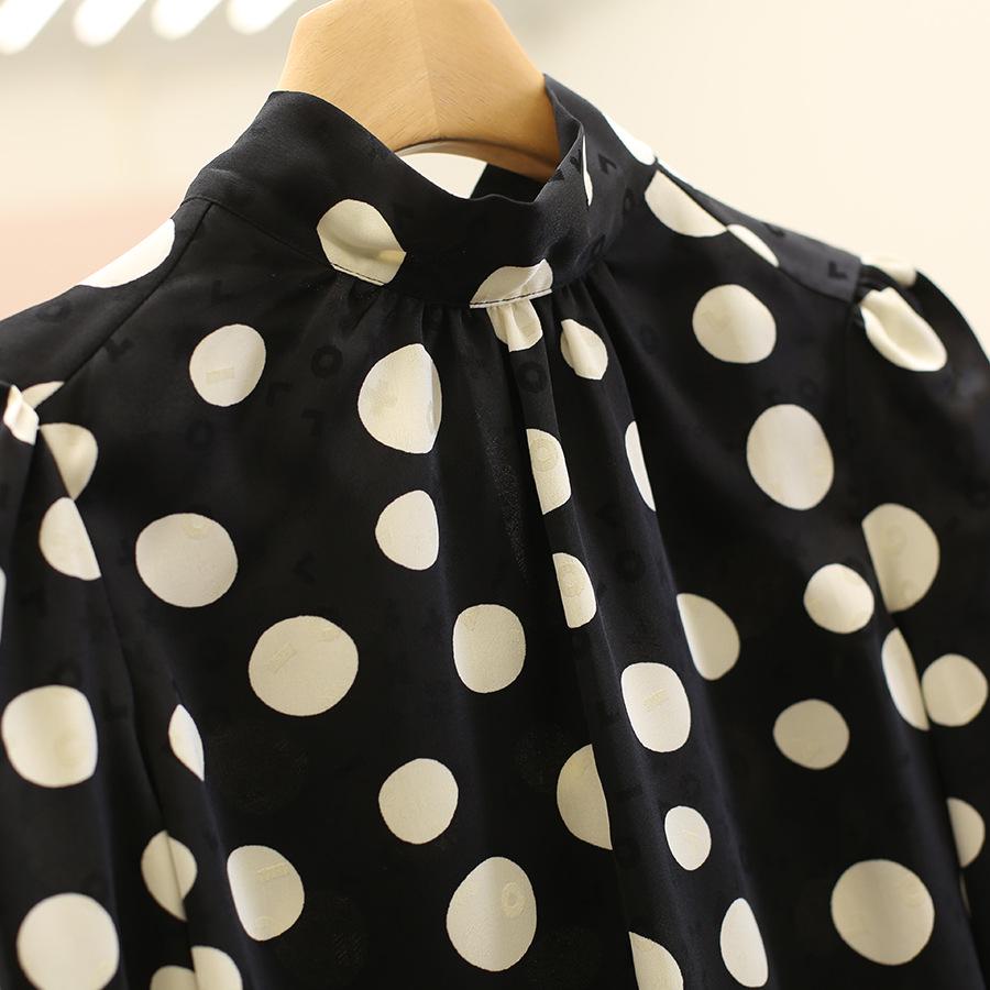 Youxizi Polka Dot Tie-Up Loose Slimming Shirt - 25 Autumn Collection