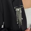 New Fashion Multi-layer Bead Tassel Brooch Pin Heart-shaped Badge Clothing Accessory Lapel Pins for Women Trendy Jewelry