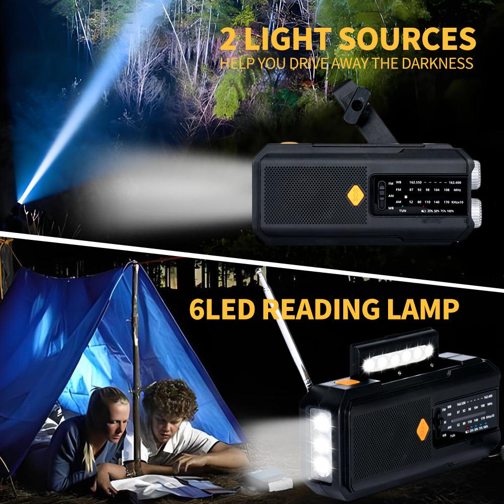 Solar-Powered Hand-Crank Multifunction Emergency Radio with Flashlight