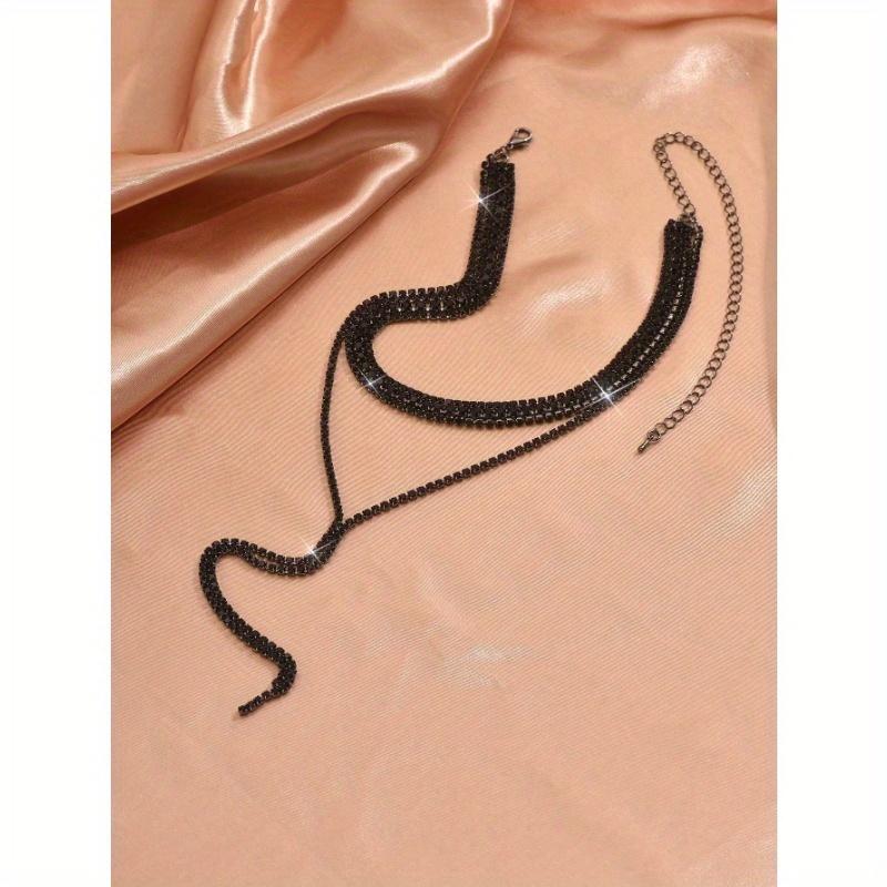 Luxusní a elegantní styl, Černobílý vícevrstvý náhrdelník s třásněmi a kamínky pro nevěsty, Doplňky s jemným temperamentem