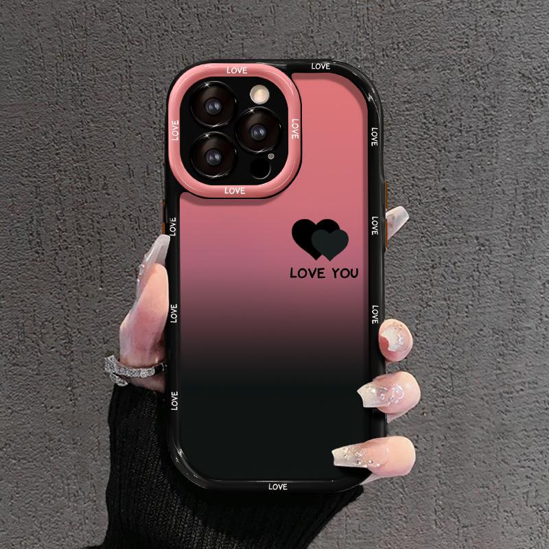 Gradient Love Egnet for Apple 16pro Mobiltelefondeksel 15 Akryl 14 Sædhull Full Dekning Anti-fall 13 High-end Følelse 7/8