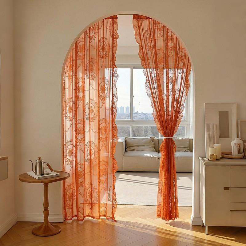 TK French Ruffle Sheer Curtain Bedroom Living Room Lace Fabric Window Door