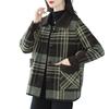 Mother's Spring/Fall Plaid Square-Neck Cardigan: 2025 New Wool Coat for Middle-Aged and Elderly Women