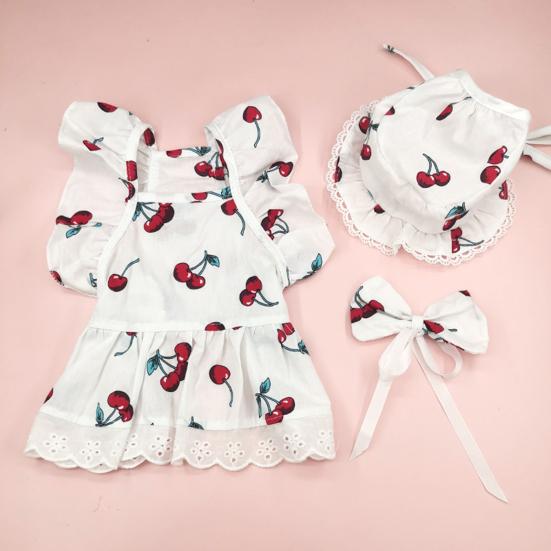 Cute Floral Pet Dress Set for Small Dogs Cats Includes Harness Hat