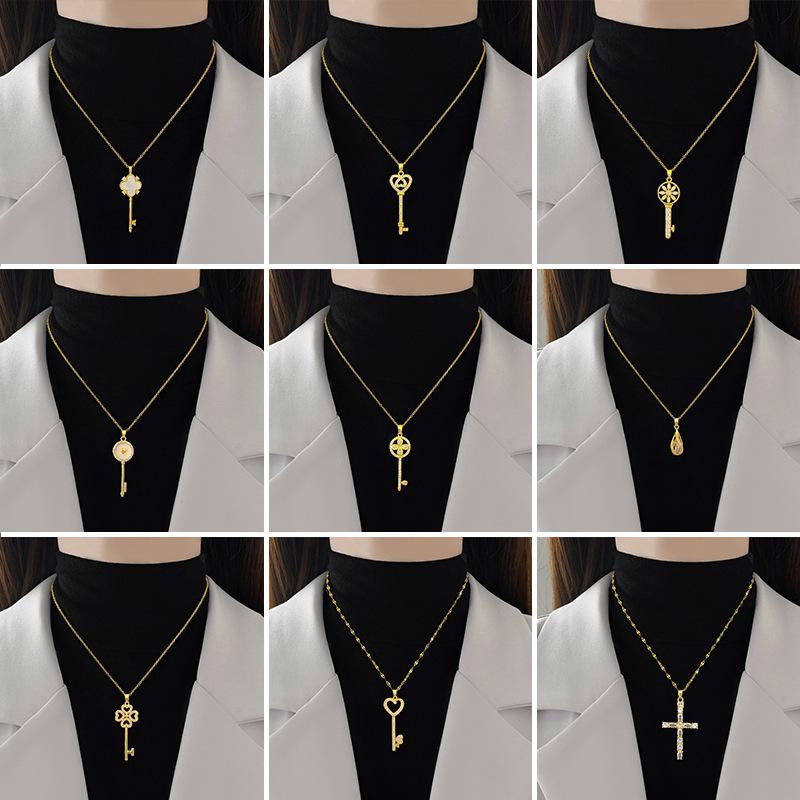 Lucky Necklace Women'S Copper Micro-Inlaid Real Gold Electroplating Simple And Exquisite Clavicle Chain Neck Chain