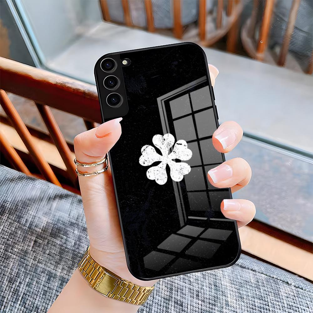 

B-Black Clover Anime Phone Case For Samsung S25 Plus S20 S20 Plus S22 Ultra S23 FE S21 Plus S21 Ultra Glass Cover Samsung S21 Plus